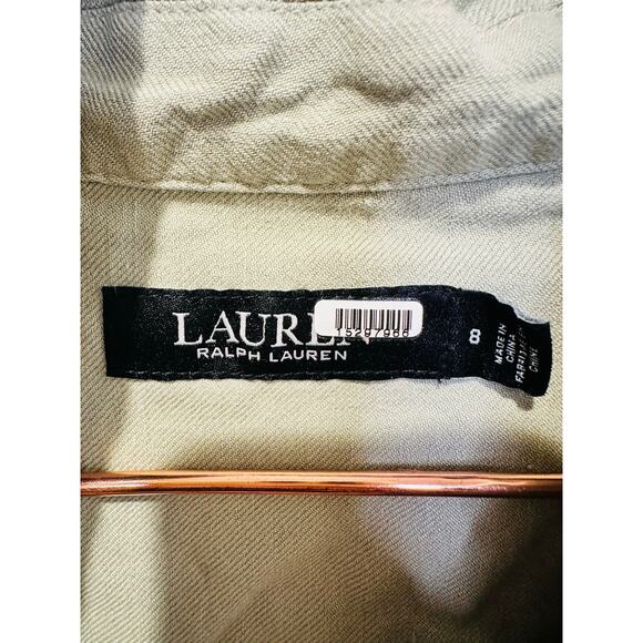 LAUREN RALPH LAUREN Green Linen Blend Notched Lapels Utility Jumpsuit size 8 - Picture 7 of 15